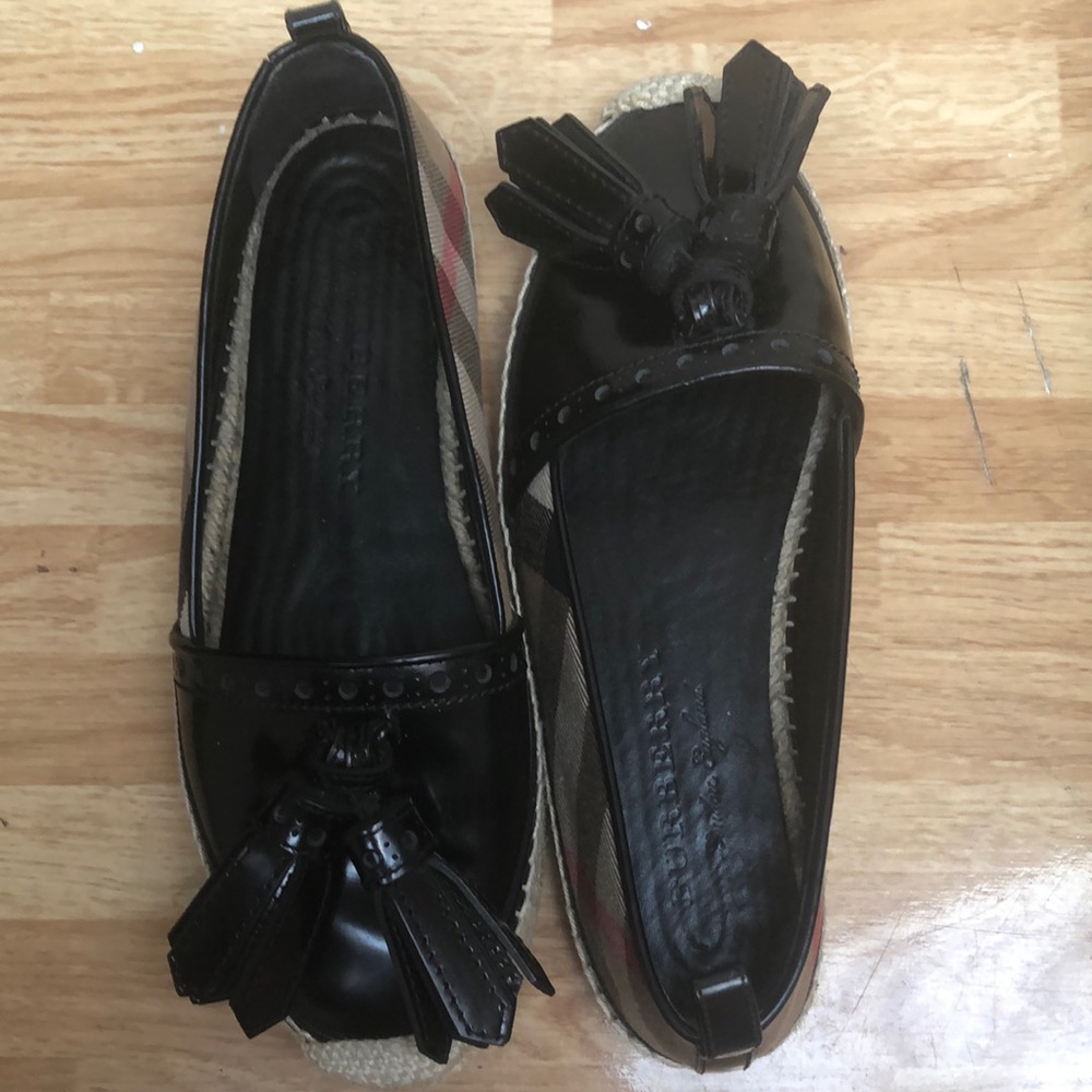 Burberry Black Espadrille Tassel Loafers